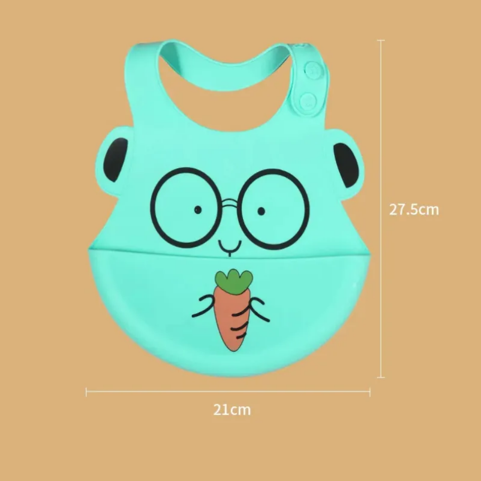 BABY SILICONE BIB WATERPROOF WASHABLE BABY STEREO ADJUSTABLE BIB