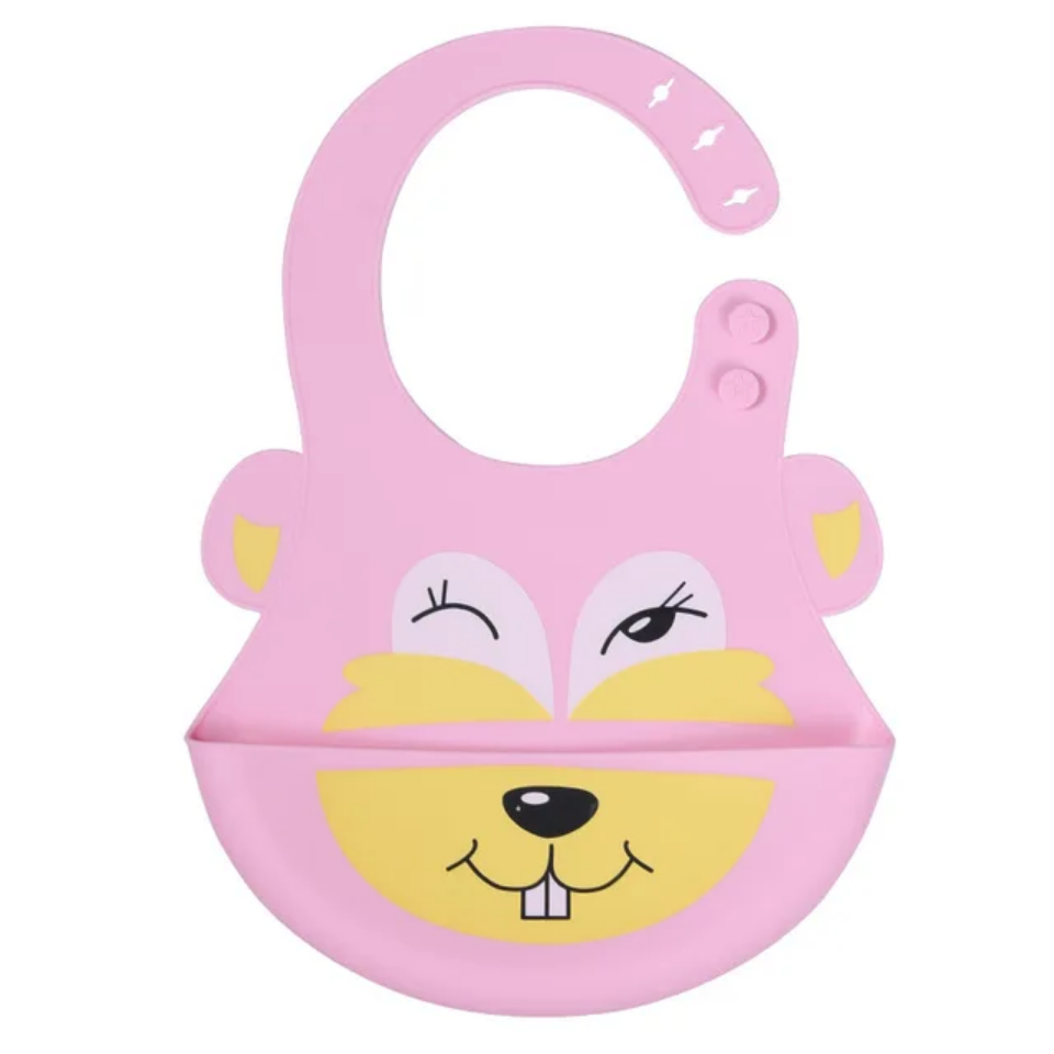 BABY SILICONE BIB WATERPROOF WASHABLE BABY STEREO ADJUSTABLE BIB